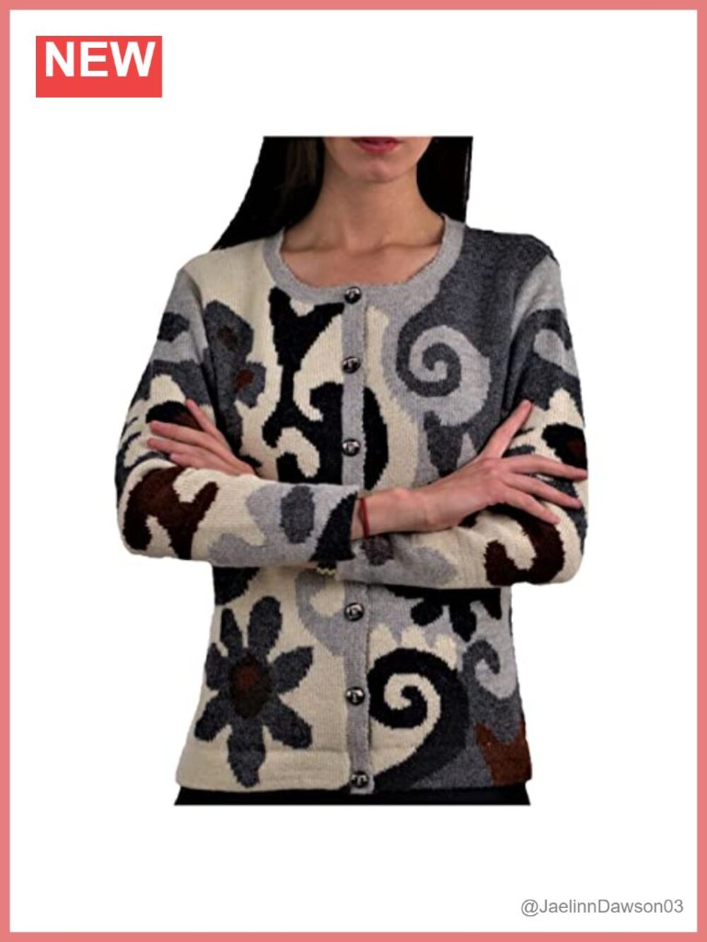 100% Peruvian Baby Alpaca Cardigan Embroidered Chest Lined